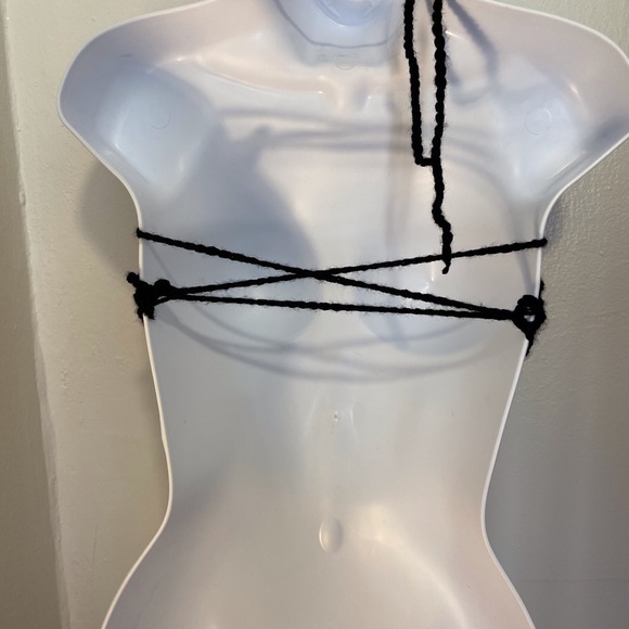 Crochet Granny Square Flower Black Yellow Handmade - Picture 3 of 6